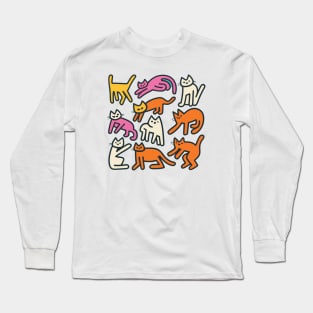 Retro Cat Graffiti Vintage Art Long Sleeve T-Shirt